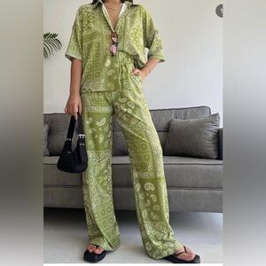 Zara Paisley Print Shirt And Pants Set of 2 pcs